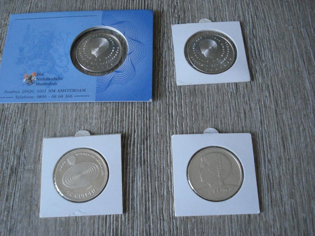 2 X 10 EURO AMALIA EN 2 MAAL  10 GULDEN, Setje, Koningin Beatrix, Zilver, Ophalen of Verzenden