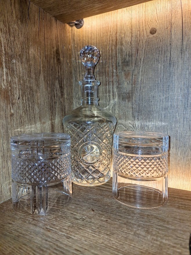 2 kristallen whiskey glazen met karaf, Ophalen