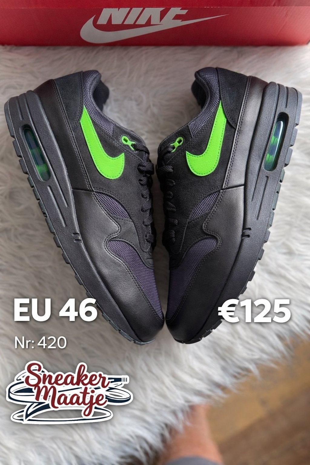 Nike Air Max 1 'Hulk' - Nieuw in doos - Maat 46, Overige kleuren, Nieuw, Ophalen of Verzenden, Sneakers of Gympen