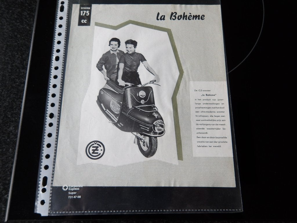 Vintage CZ Scooter 'La Bohème' 175cc Brochure, Motoren, Ophalen of Verzenden, Overige merken