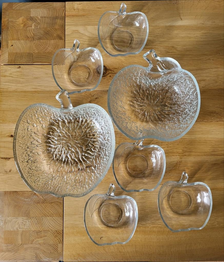 Appelschaal / appelschaaltjes set glas vintage, Huis en Inrichting, Keuken | Servies, Glas of Glazen, Ophalen of Verzenden, Overige stijlen