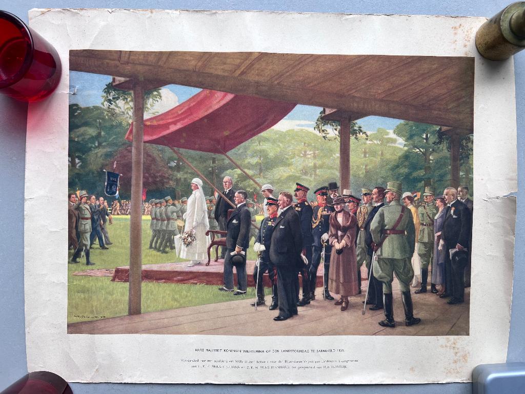 Koningin Wilhelmina op de landstormdag in Barneveld (1935), Ophalen of Verzenden, Gebruikt, Nederland, Kaart, Foto of Prent