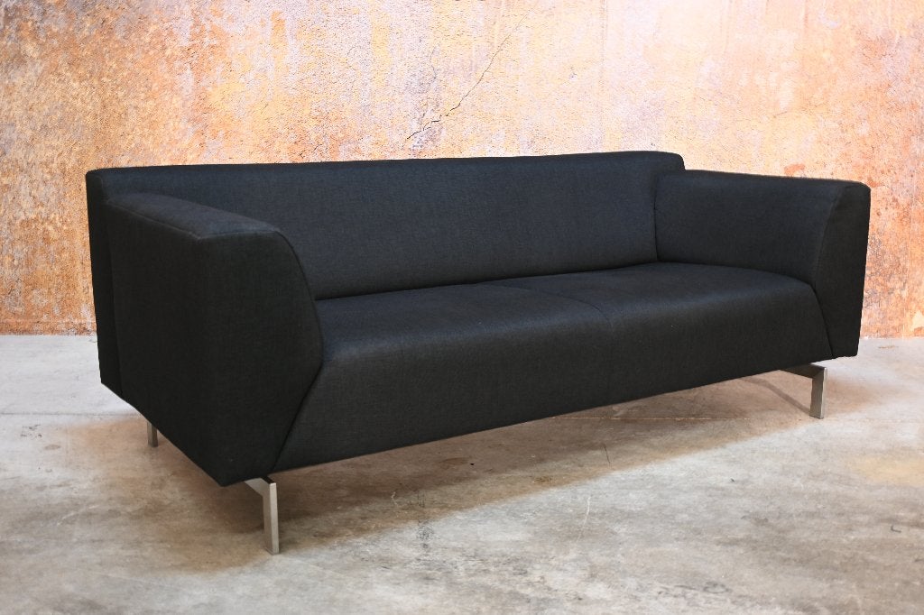 ZGANieuw Rolf Benz Linea zwarte stoffen design bank, Huis en Inrichting, 150 tot 200 cm, Driepersoons, 75 tot 100 cm, Zo goed als nieuw
