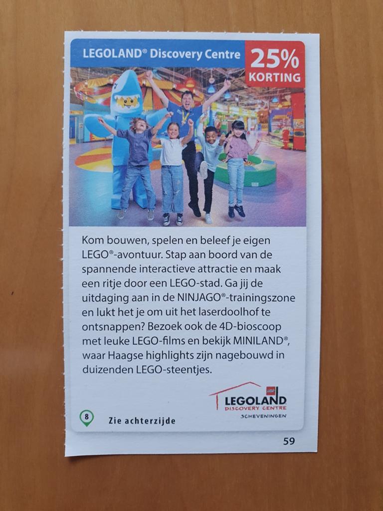 LEGOLAND Discovery Centre 25% korting maximaal 4 personen, Drie personen of meer, Kortingskaart