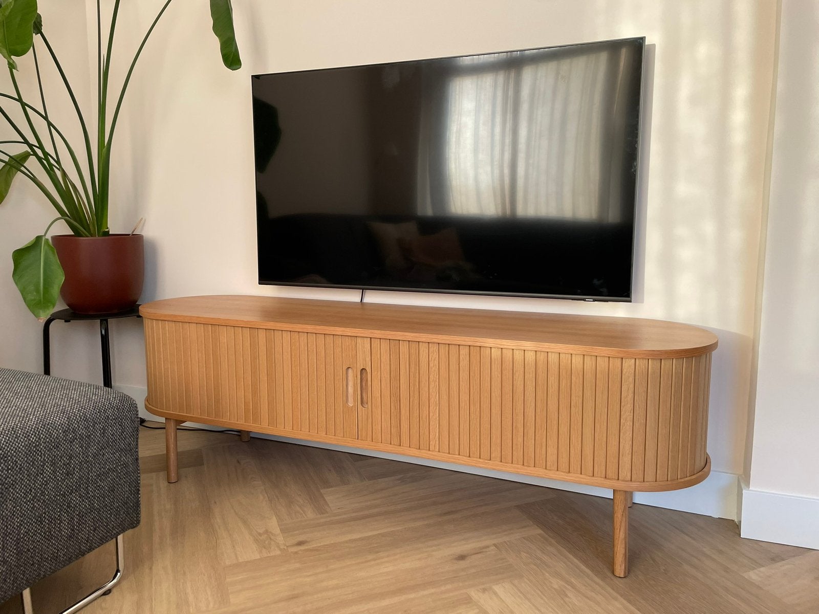 Tv-meubel eiken Jysk LYNGVIG 160x50x40, Huis en Inrichting, Ophalen, 150 tot 200 cm, Zo goed als nieuw, Minder dan 100 cm