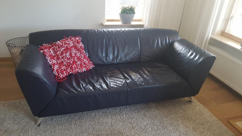 Jori 2,5 zits bank, leer., Ophalen, Gebruikt, 75 tot 100 cm, Leer