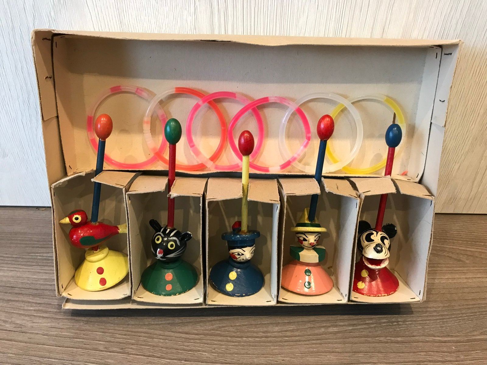 Vintage 'Jeu d'Adresse' ringwerpspel - Houten figuren, Verzamelen, Ophalen of Verzenden, Gebruikt