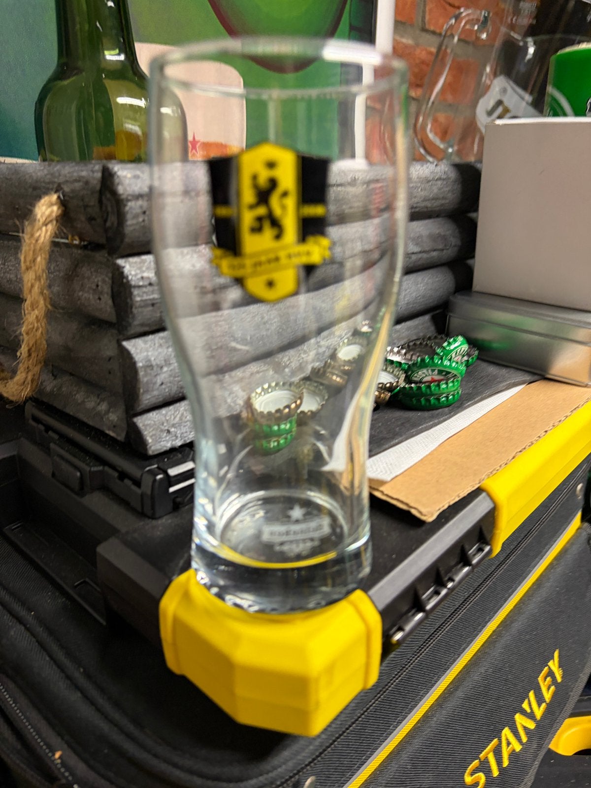 125 jaar HVV HEINEKEN dubbeldruk glas, Ophalen of Verzenden, Zo goed als nieuw, Glas of Glazen, Heineken