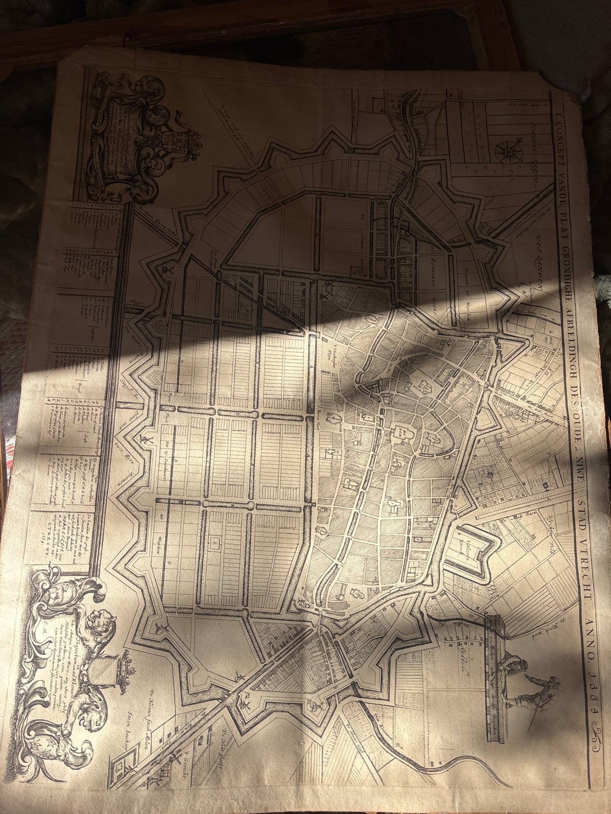 Historische kaart Utrecht 1733 - Oude Stadsplattegrond, Gelezen, Ophalen of Verzenden, Landkaart, 1800 tot 2000