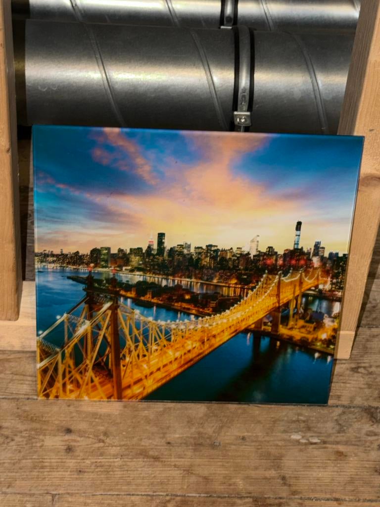 New York City Brug Canvas Schilderij, Ophalen of Verzenden, Zo goed als nieuw, Schilderij, Minder dan 50 cm