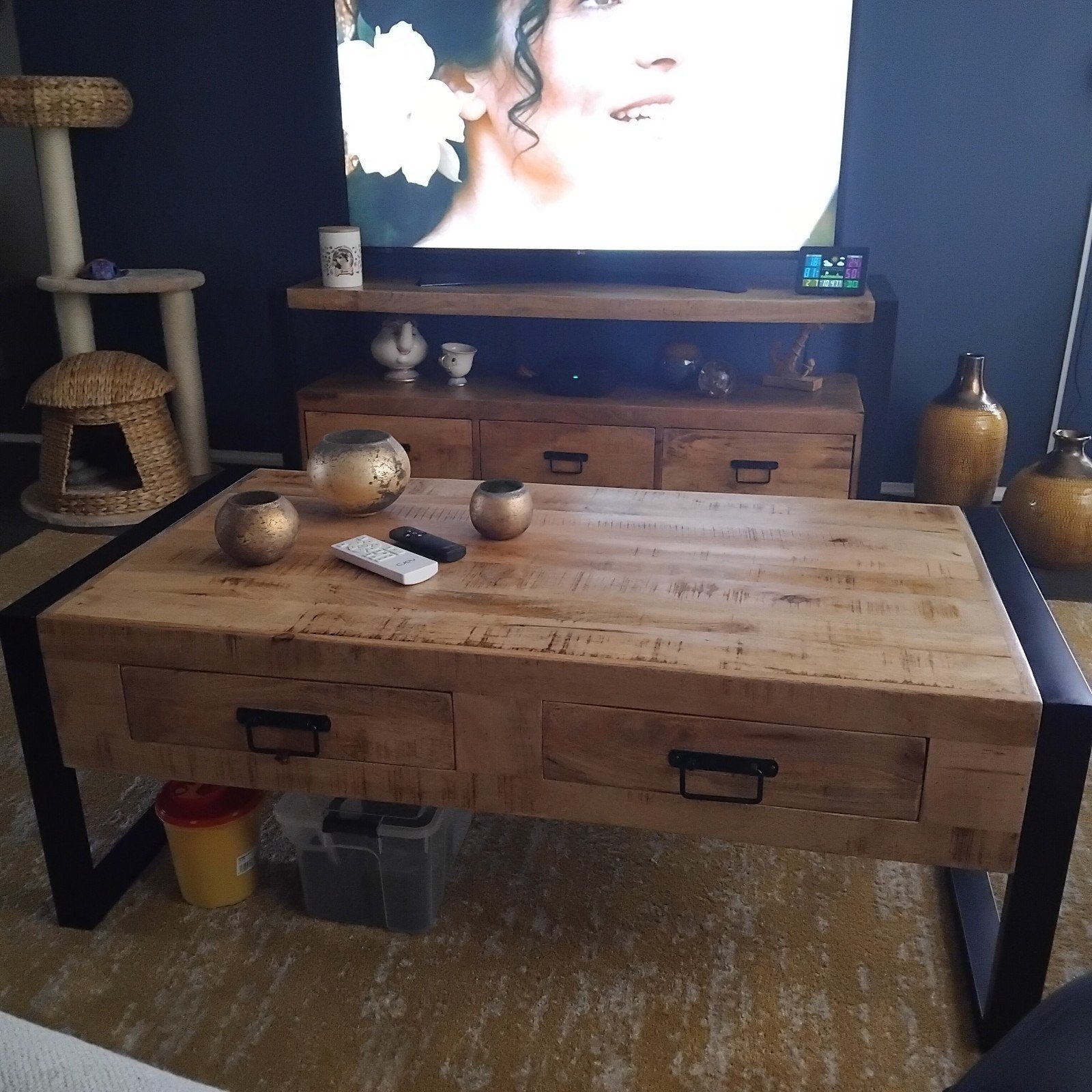 Mangohout salontafel 120x80, Ophalen, 100 tot 150 cm, 50 tot 100 cm, Zo goed als nieuw