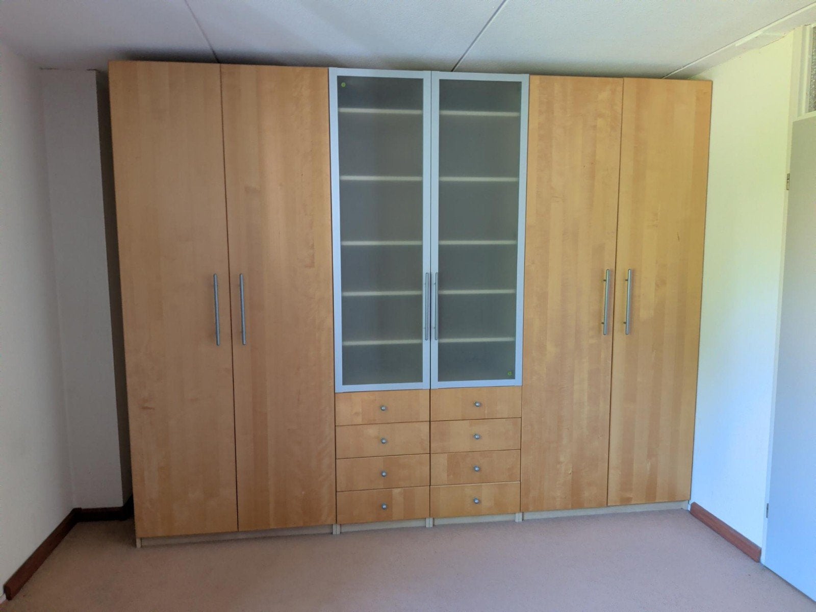 Grote kledingkast met hangruimte, planken en lades, Ophalen, Gebruikt, 200 cm of meer, Met lade(s)