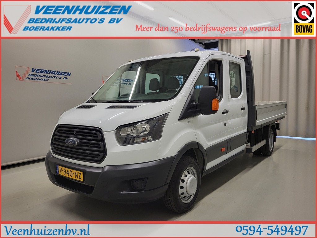 Ford Transit 2.0TDCI L4/H1 Pick-up Dubbele Cabine Euro 6!, Auto's, Ford, Bedrijf, Te koop, Transit, Boordcomputer, Centrale vergrendeling
