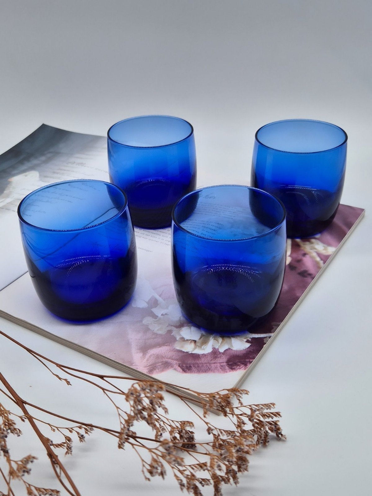 Luminarc Kobaltblauwe Glazen - Jaren '70 Vintage Tumblers, Antiek en Kunst, Ophalen of Verzenden