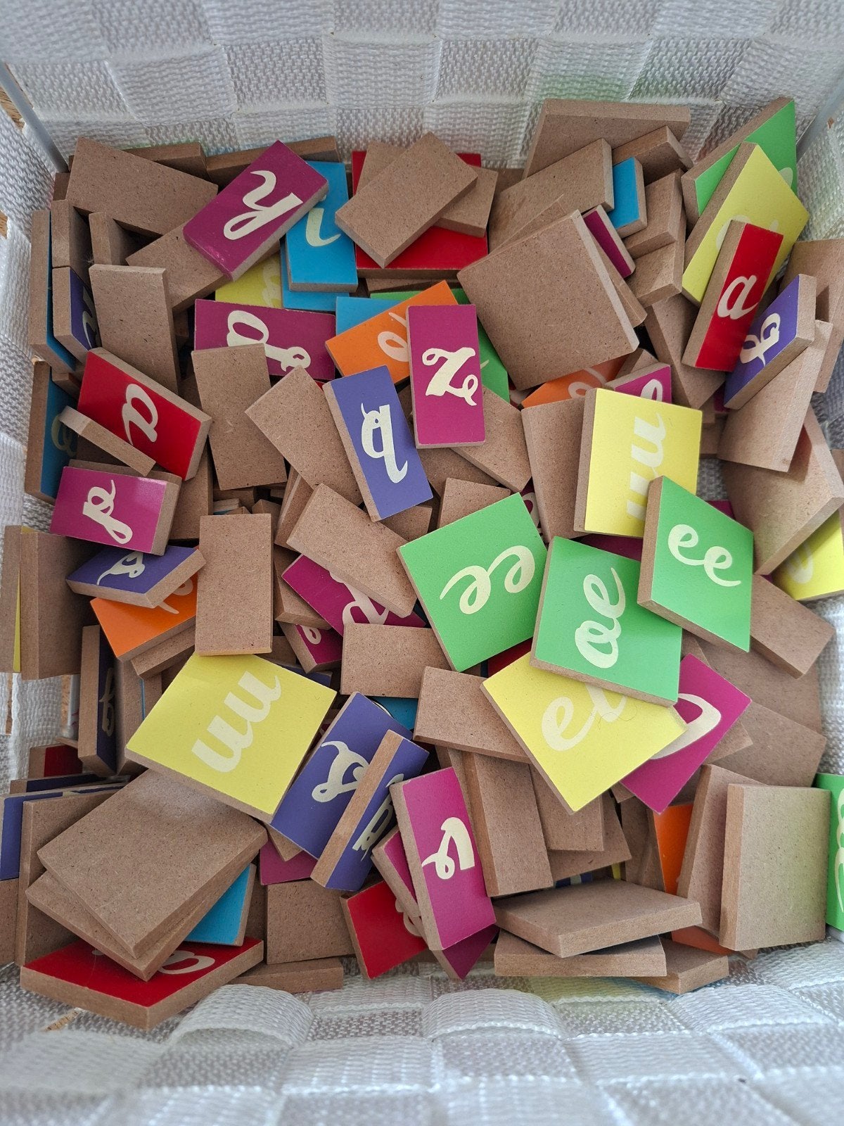 Houten letterblokjes - Leren lezen en spellen, Ophalen, Gebruikt, Taal en Lezen