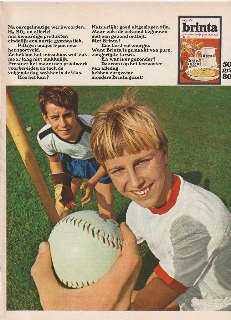 Retro reclame 1969 Brinta jongetjes honkbal sportief, Verzamelen, Retro, Verzenden, Overige typen