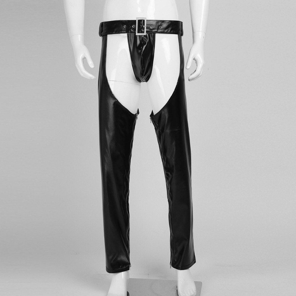 Heren zwarte chaps broek, Verzenden, Nieuw, Overige maten, Zwart