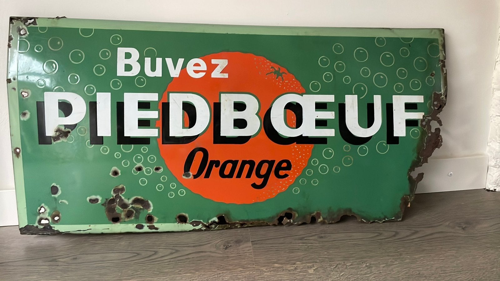Antiek emaille reclame bord Piedboeuf nostalgisch vintage, Ophalen of Verzenden