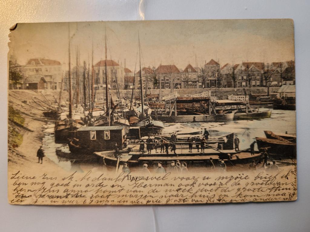 Zeer oude gelopen kaart: Haven Arnhem, Velp, Ophalen of Verzenden