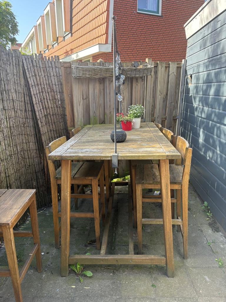 Tuin/bar/hoge tafel, Tuin en Terras, Tuinsets en Loungesets, Ophalen, Gebruikt, Eettafel, Hardhout