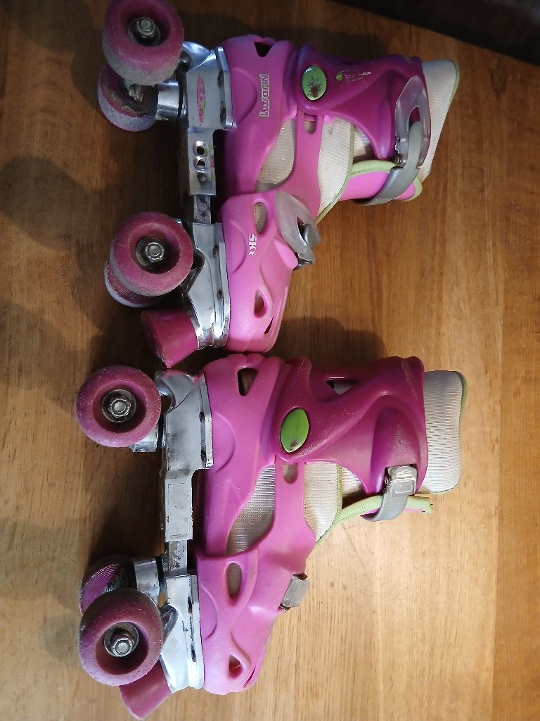 Roze rolschaatsten verstelbaar maat 32-36, Kinderen, Ophalen of Verzenden, Verstelbaar, Gebruikt