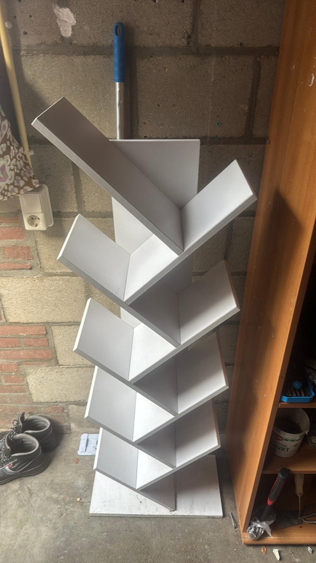 Uniek wit zigzag wandrek - Boekenplank of decoratie, Ophalen, Met plank(en), Gebruikt, 50 tot 100 cm
