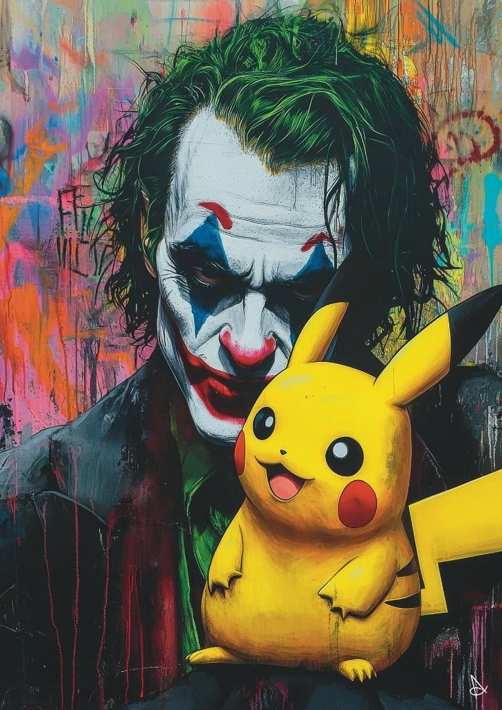 ANDSAL - Joker & Pikachu, Antiek en Kunst, Kunst | Schilderijen | Modern, Ophalen of Verzenden