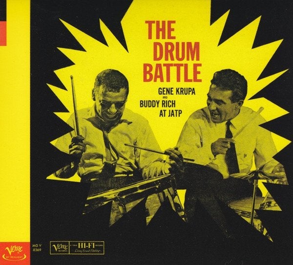 CD Gene Krupa And Buddy Rich – The Drum Battle, Gebruikt, Ophalen of Verzenden, Inclusief boekje, Jazz
