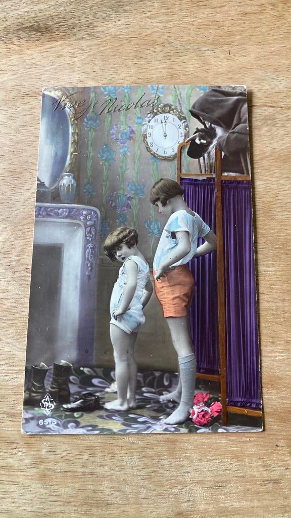 Oude ansichtkaart Sinterklaas Vive St. Nicolas, Ophalen of Verzenden, Voor 1920, Gelopen