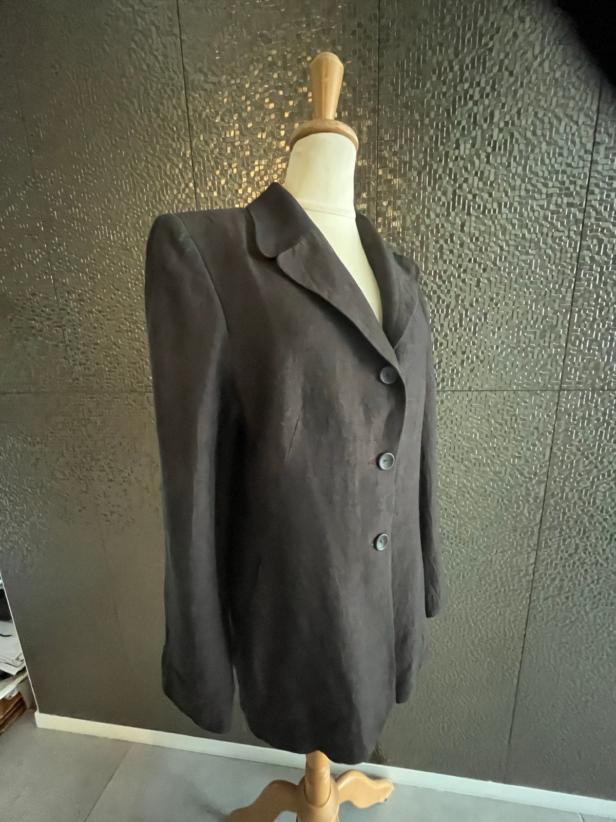 Summum Linnen Colbert Maat 42, Kleding | Dames, Jasjes, Kostuums en Pakken, Zo goed als nieuw, Jasje, Maat 42/44 (L), Bruin, Ophalen of Verzenden