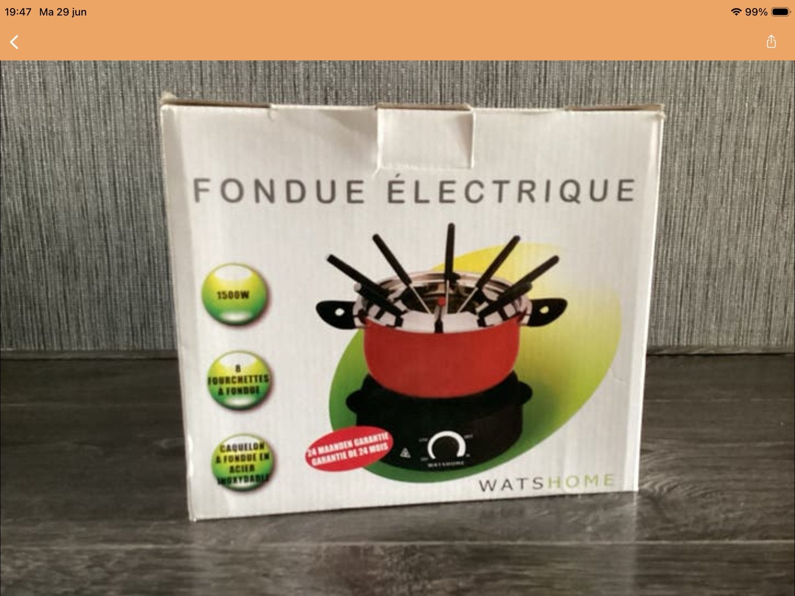 Elektrische Fonduepan - WatsHome 1500W met 8 vorken, Witgoed en Apparatuur, Fonduesets, Ophalen of Verzenden, Nieuw, Elektrisch
