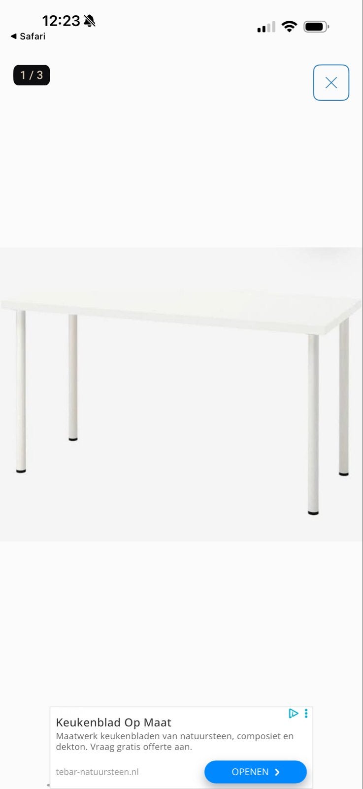 Wit ikea bureau met poten LINNMON 140x60cm, Ophalen, 100 tot 150 cm, 50 tot 100 cm, Zo goed als nieuw