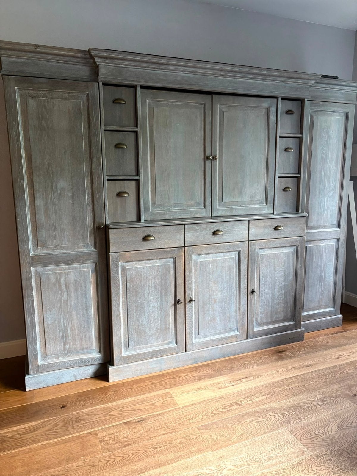 Handgemaakte massief eiken tv-kast/dressoir, Ophalen, Gebruikt, Eikenhout, 200 cm of meer