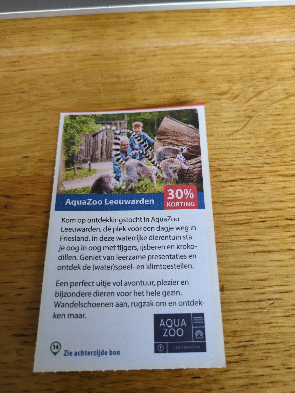 Kortingsbon voor AquaZoo, 30 % korting, Drie personen of meer, Kortingskaart