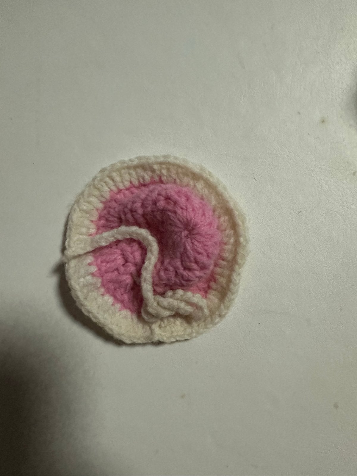 Vintage Barbie gehaakt hoedje roze/wit, Ophalen of Verzenden, Gebruikt
