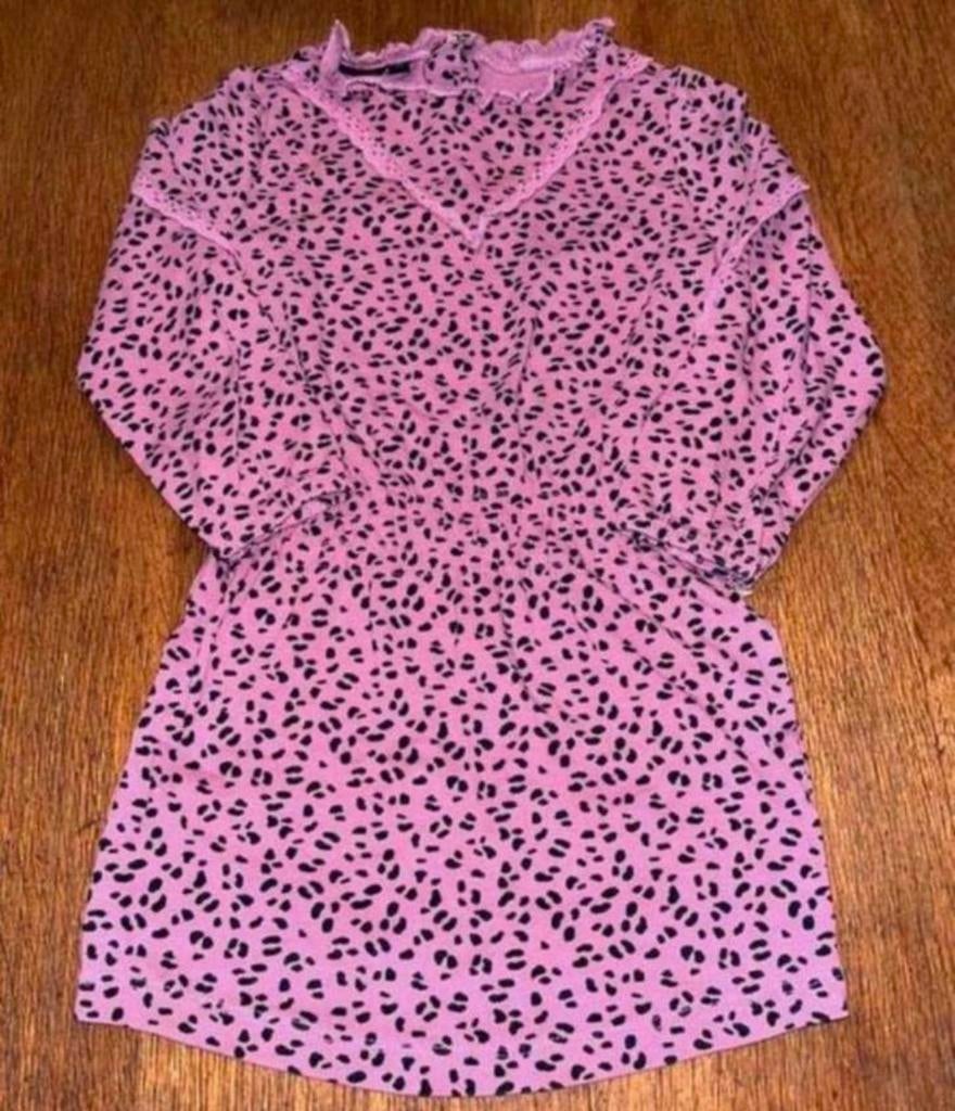 Jurk mt 92 jurkje panterprint roze, Ophalen of Verzenden, Zo goed als nieuw, Meisje, Jurk of Rok
