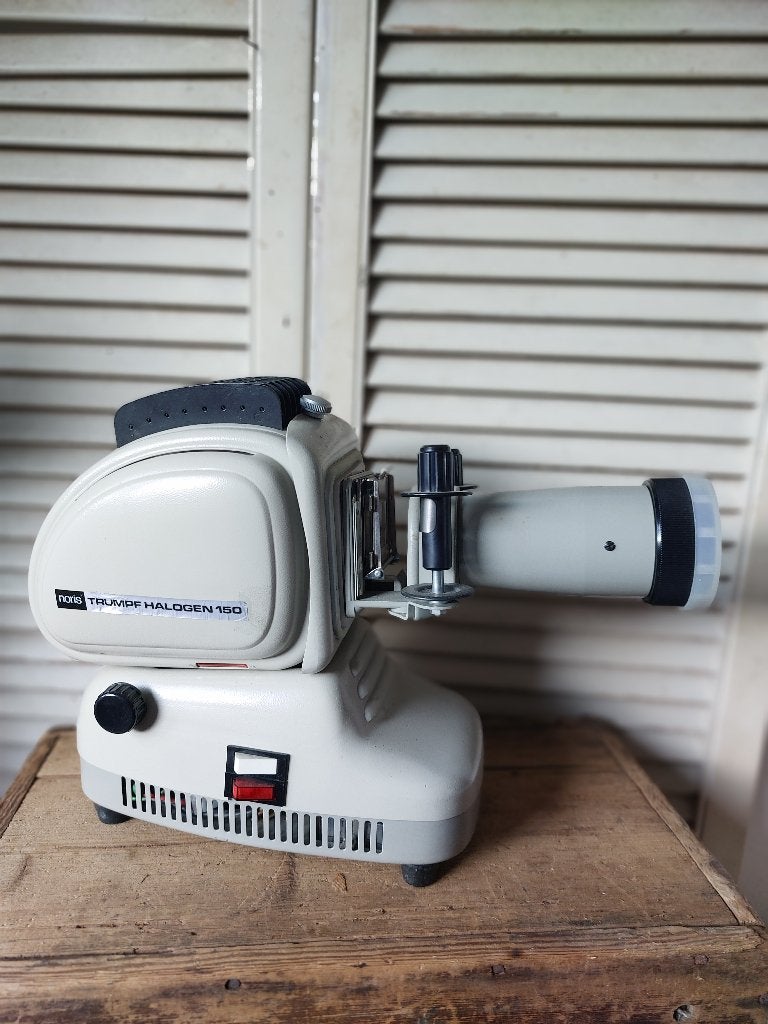 oude retro noris trumpf halogen projector met doos & boekje, Ophalen of Verzenden