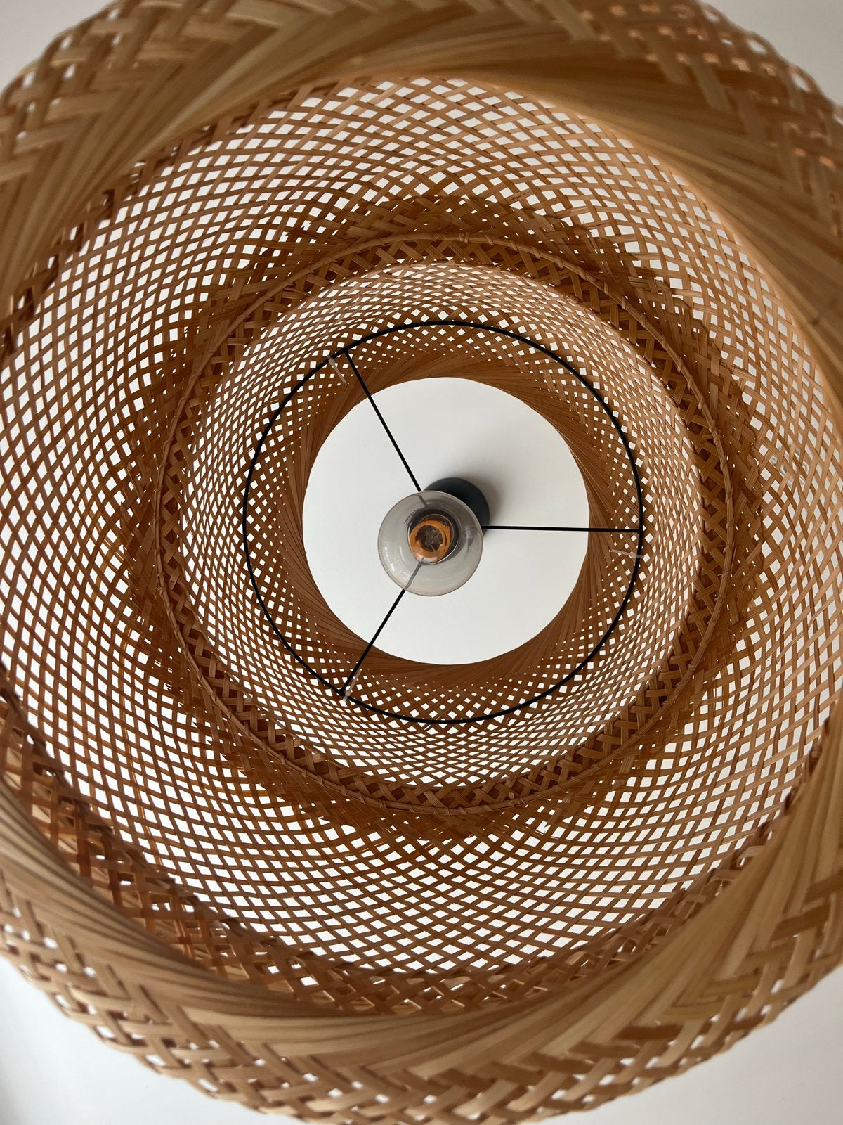 Bamboe Hanglamp - Zo goed als nieuw, Ophalen, Zo goed als nieuw, Natuurlijk materiaal, E27 (groot)