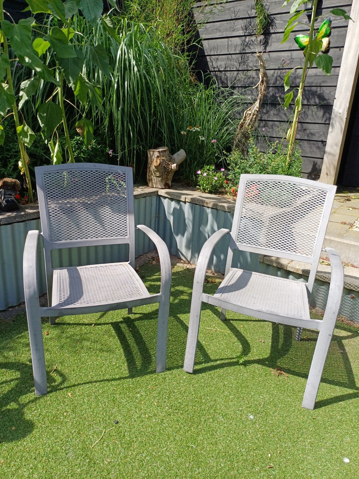Set van 2 gietijzeren tuinstoelen, Ophalen, Gebruikt, Metaal