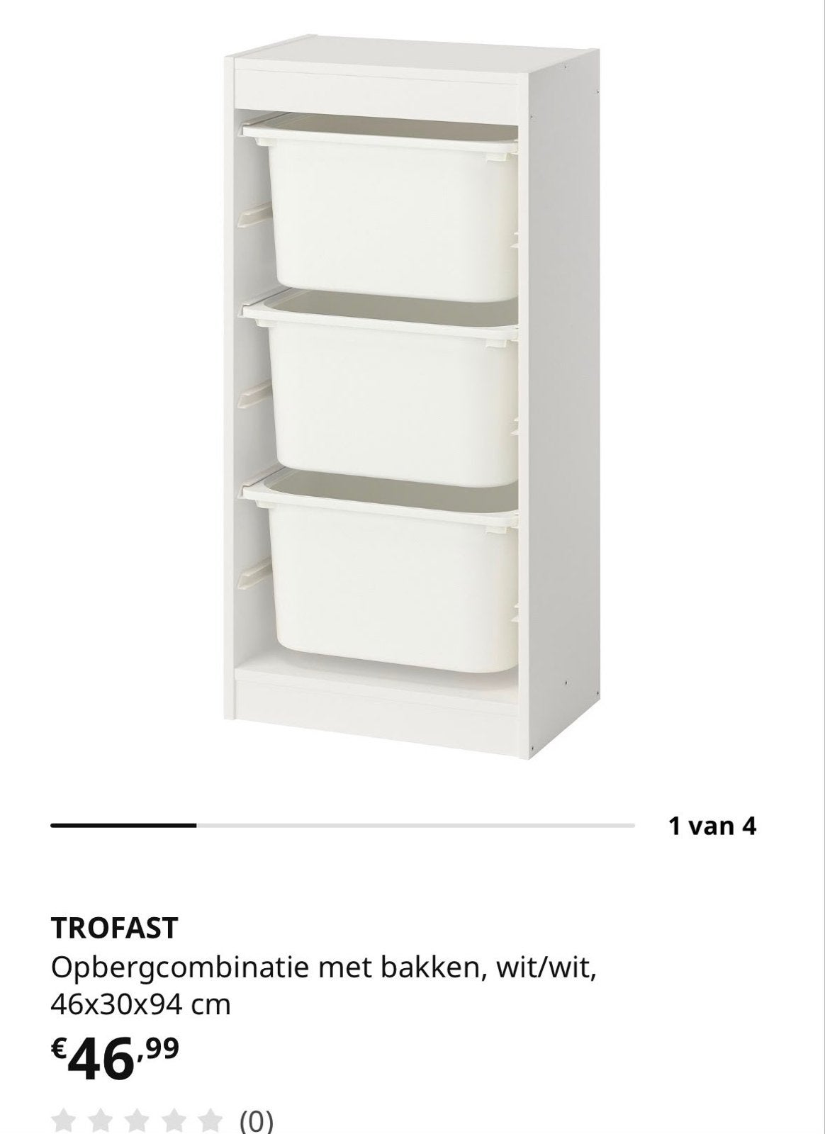 Witte IKEA Trofast kast met opbergbakken, Huis en Inrichting, Kasten | Overige, Ophalen, Gebruikt