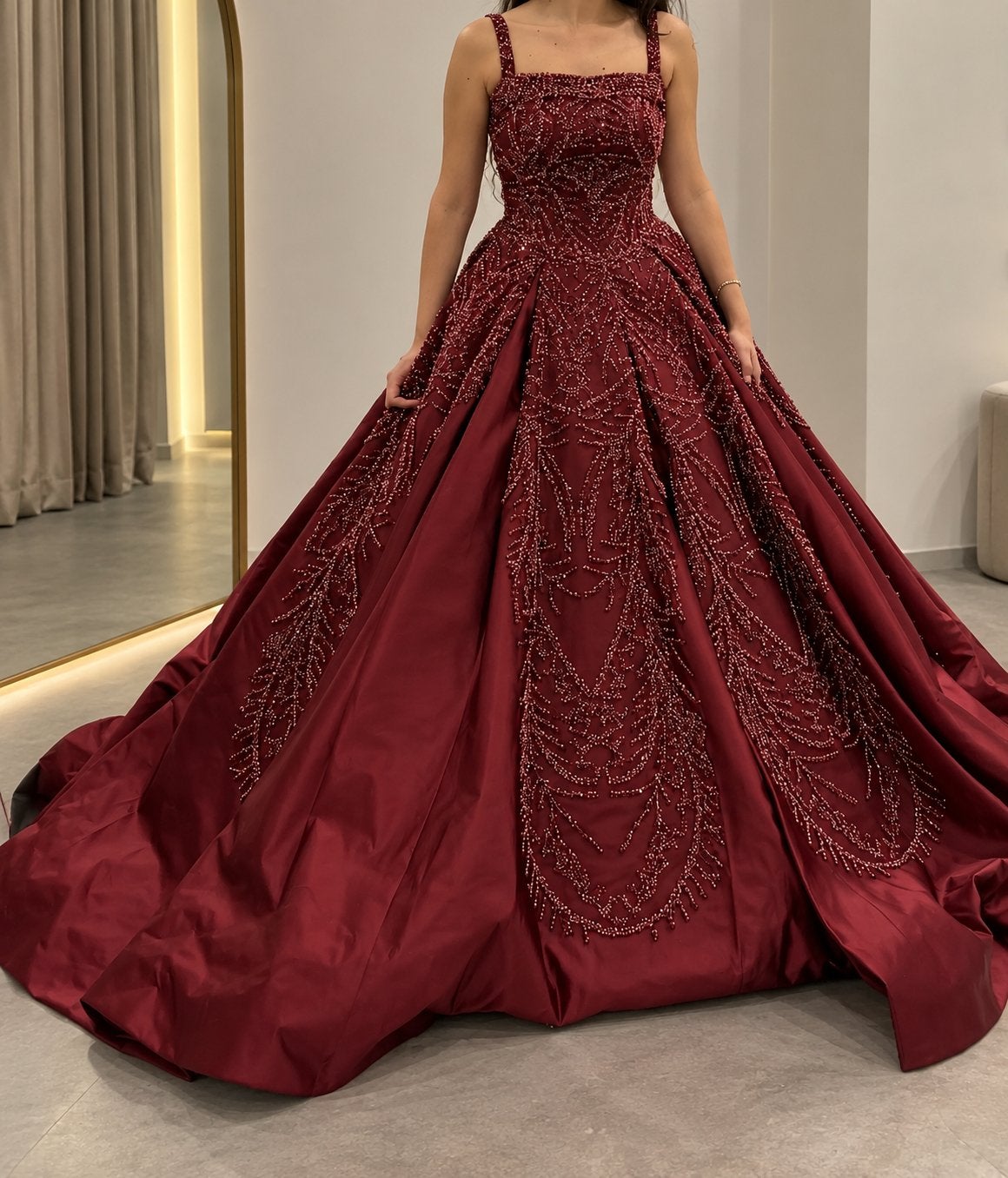 Luxe Kına Jurk / Hennafeest Jurk / Kinalik – Bordeauxrood, Ophalen of Verzenden, Zo goed als nieuw, Rood, Trouwjurk