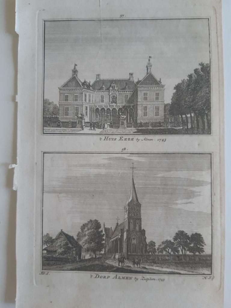 A57-58 / Huis Eeze bij Almen en dorp Almen bij Zutphen, Antiek en Kunst, Ophalen of Verzenden