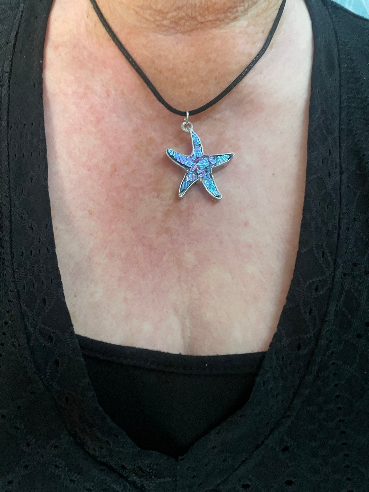 Unieke Zeester Hanger Ketting - Blauw/Paars, Blauw, Ophalen of Verzenden, Zo goed als nieuw, Overige materialen