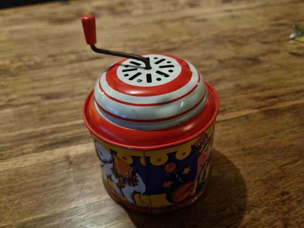Vintage Muziekdoosje met Circusafbeeldingen, Antiek en Kunst, Antiek | Speelgoed, Ophalen of Verzenden