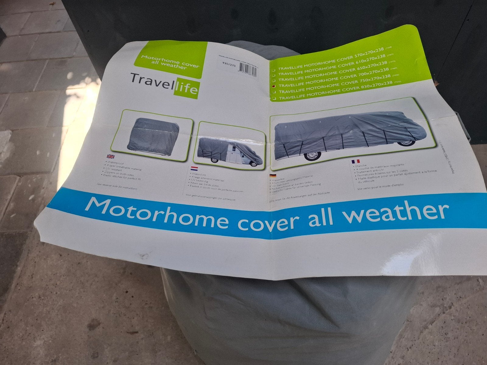 TravelLife Motorhome Cover All Weather 700x270x238, Caravans en Kamperen, Camper-accessoires, Ophalen, Zo goed als nieuw