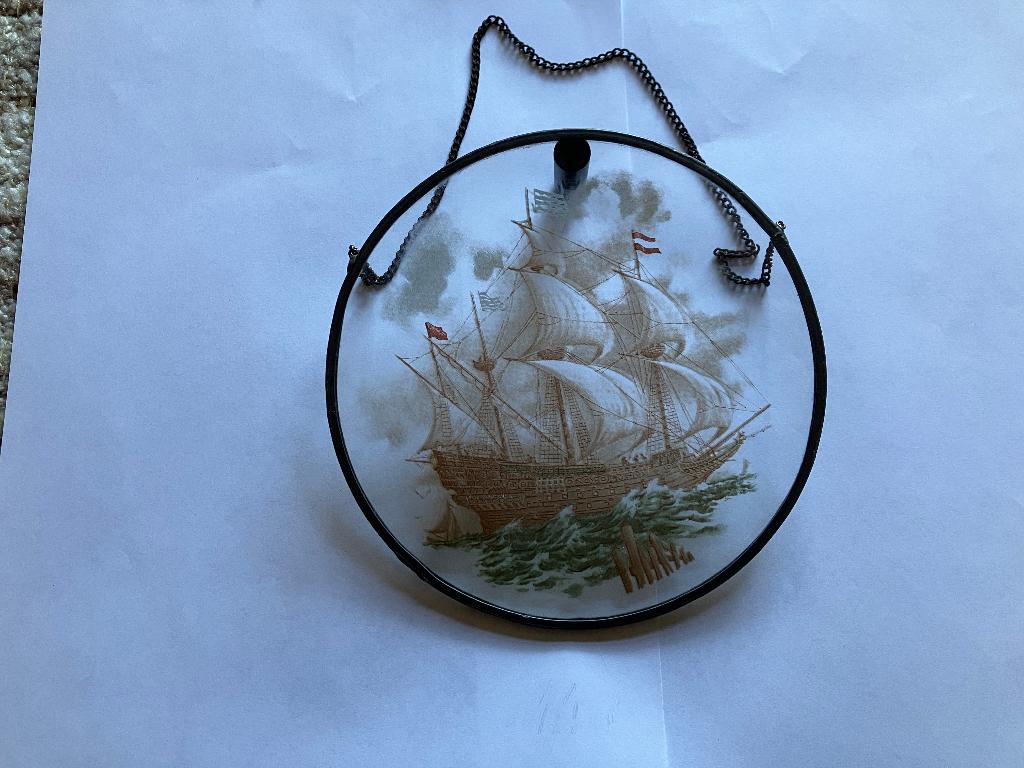 glas in lood zeilschip, Ophalen of Verzenden, Zo goed als nieuw, Glas