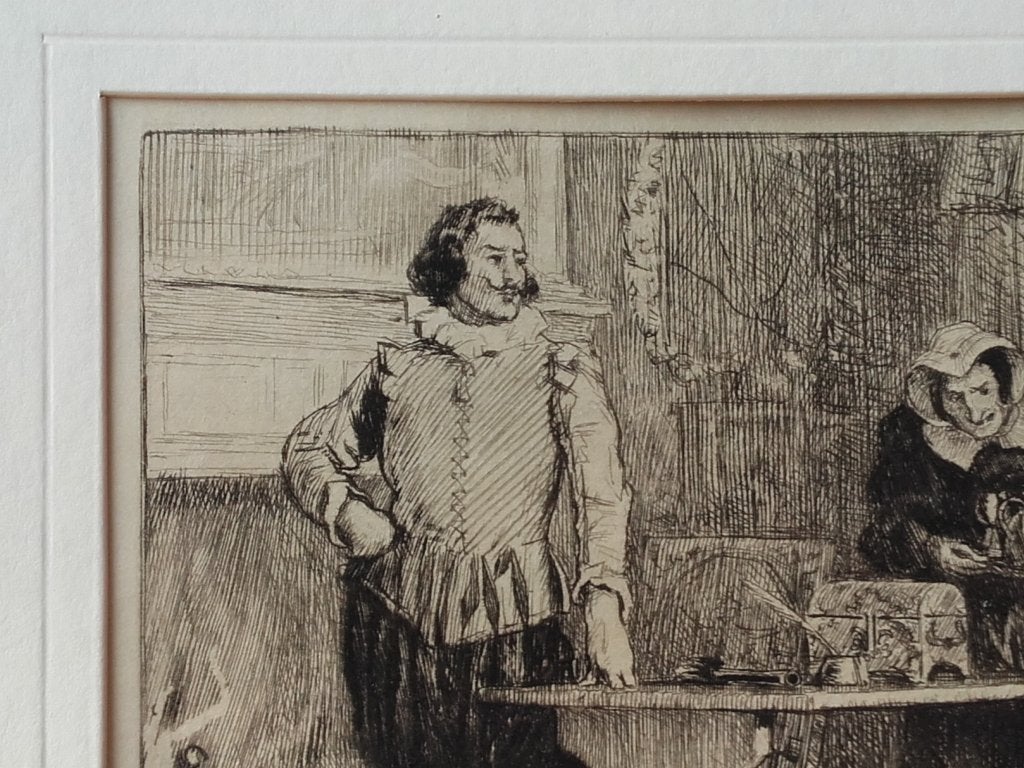 Originele antieke ets uit Engeland met Duke Hildebrod., Dagelijks leven, 1800 - 1899, Ets, Ophalen of Verzenden