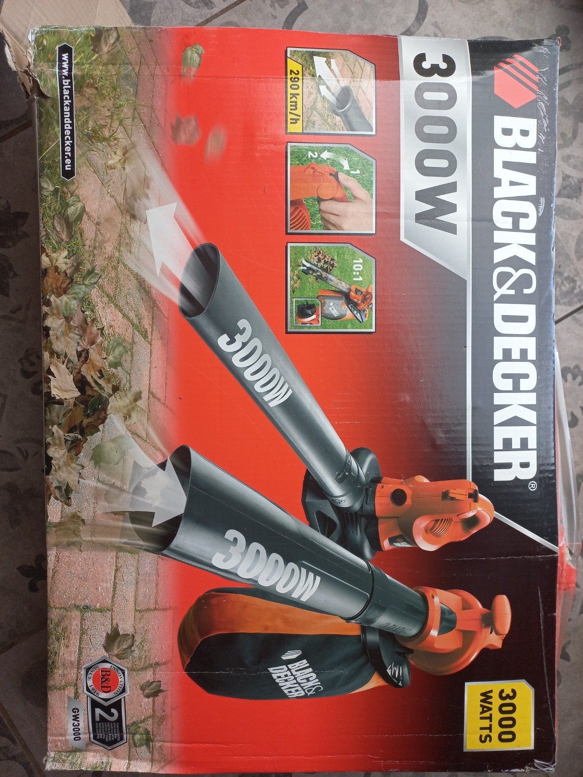 Black & Decker Bladblazer 3000W - Nauwelijks gebruikt, Ophalen, Met opvangzak, Handgedragen, Elektrisch