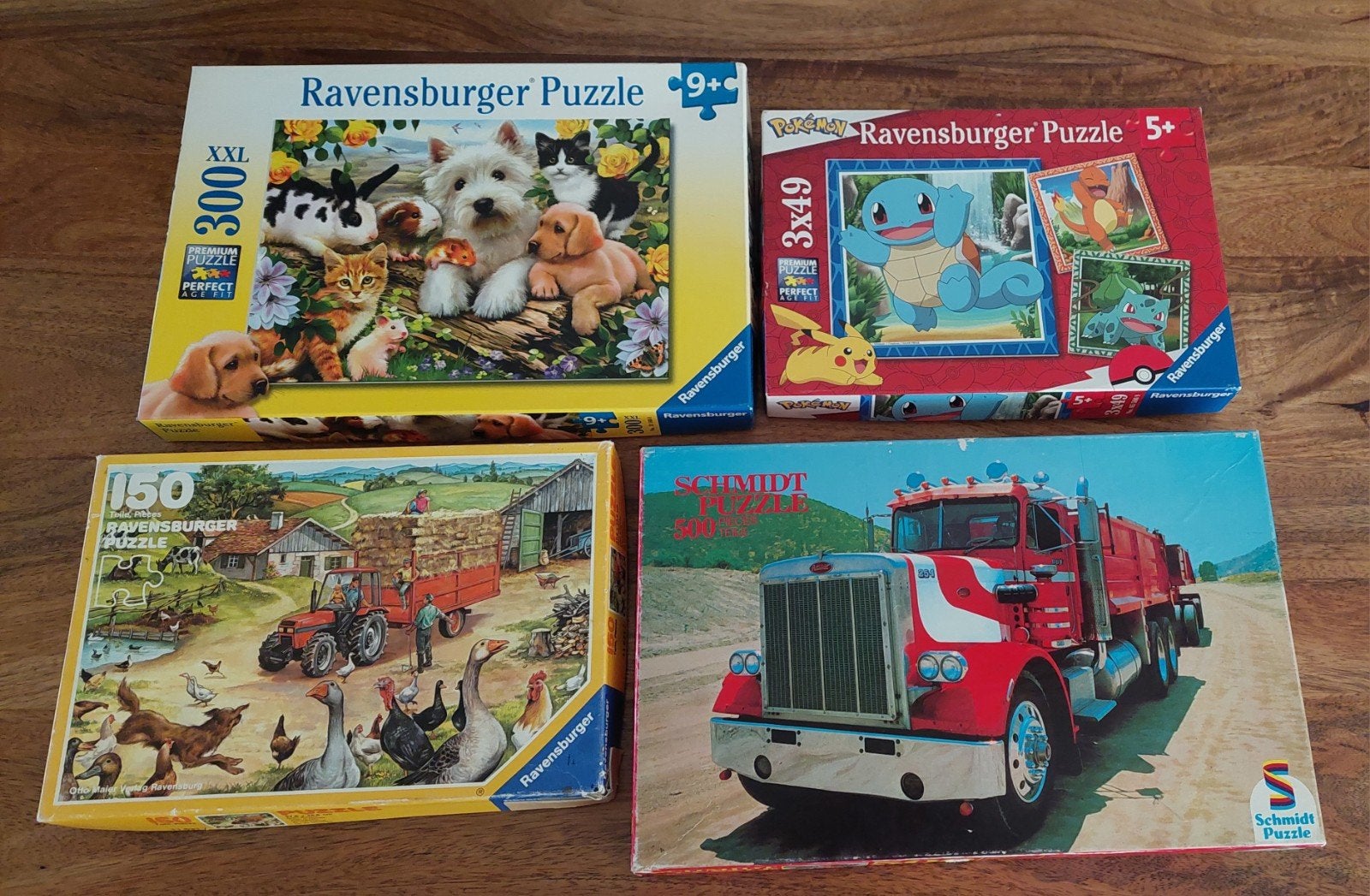4 Ravensburger en Schmidt puzzels, o.a. Pokémon, Ophalen of Verzenden, Minder dan 500 stukjes, Zo goed als nieuw, Legpuzzel