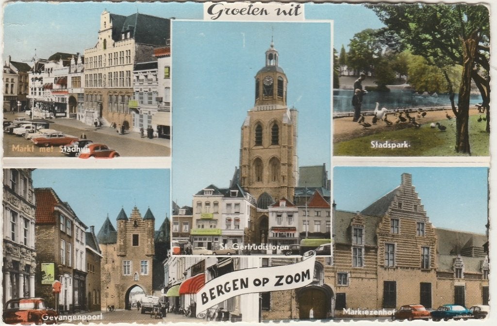 BERGEN OP ZOOM  Markt Stadhuis Poort Markiezenhof kl.f., Verzenden, 1960 tot 1980, Gelopen, Noord-Brabant